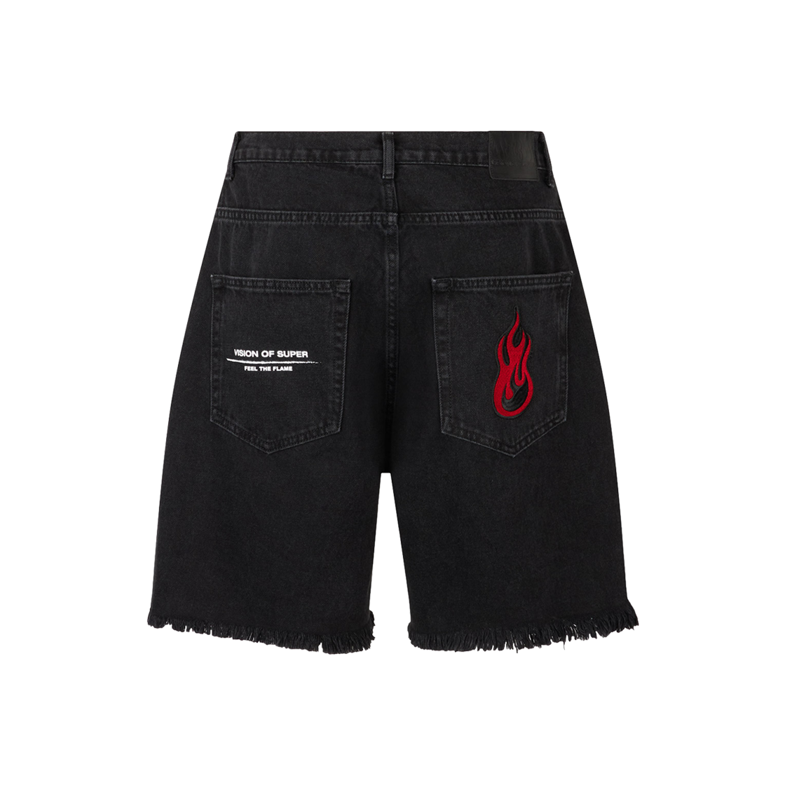 Vision Of Super Black Denim Shorts With Printed Logo And Flames Patch 상세 이미지 1