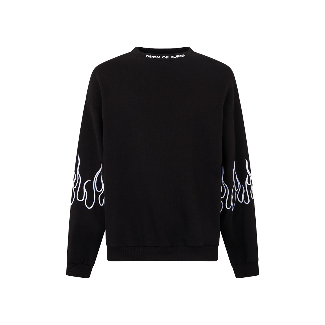 Vision Of Super Black Crewneck With White Embroidered Flames 상세 이미지 1