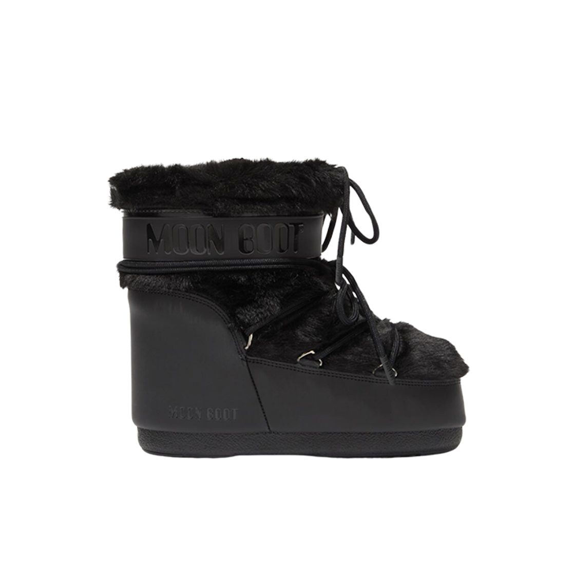 (W) 문부츠 아이콘 로우 폭스퍼 부츠 블랙((W) Moon Boot Icon Low Faux-Fur Boots Black)