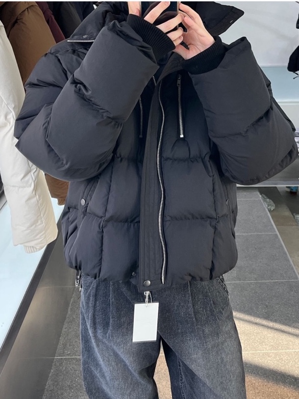 [KREAM 단독] Haleine Incision Highneck Duck Down Jacket Black (VJ407) 착용 스타일