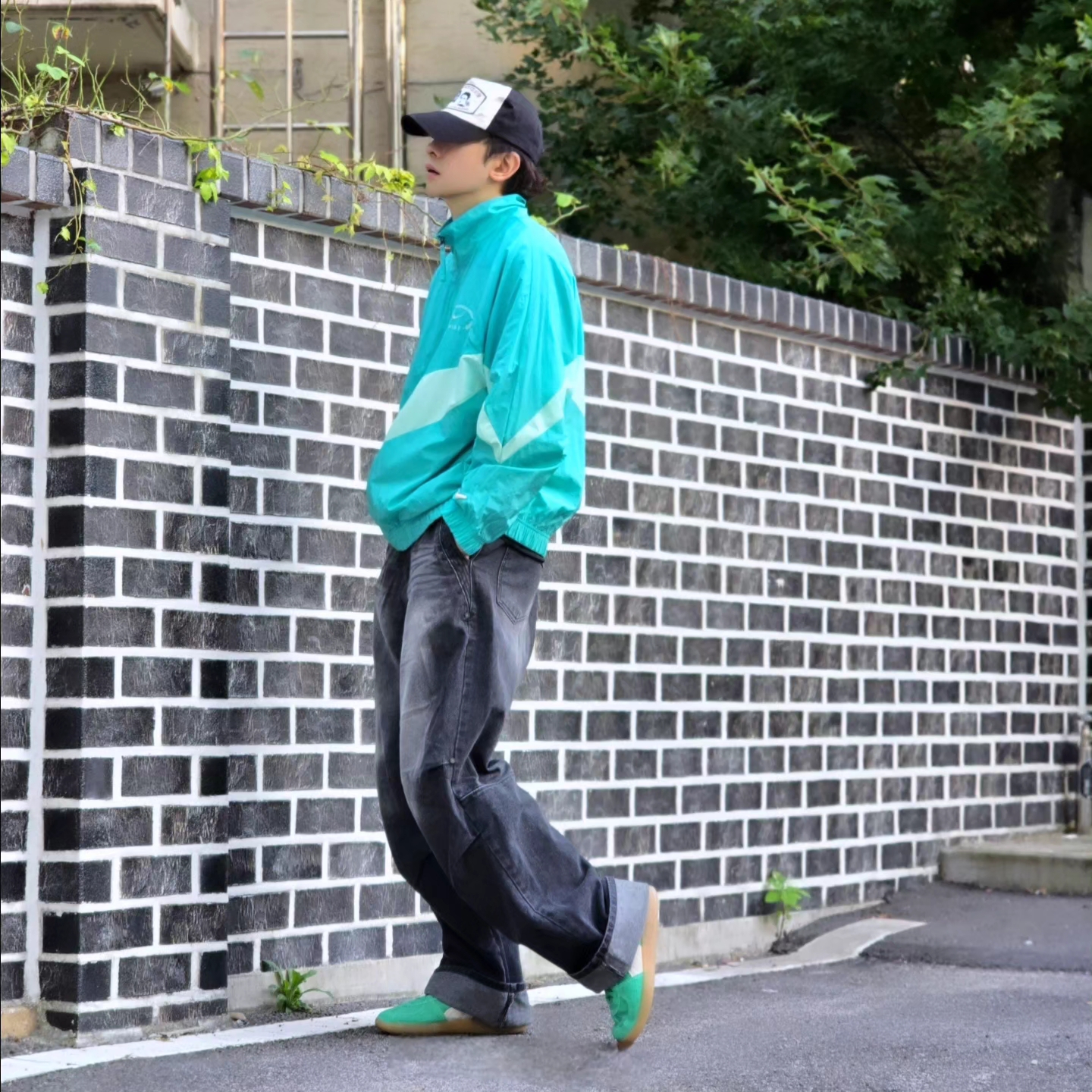 Nike NSW HBR NCPS Woven Jacket Washed Teal - Asia, Puma Palermo Vintage Jade Frost 착용 스타일 - 1