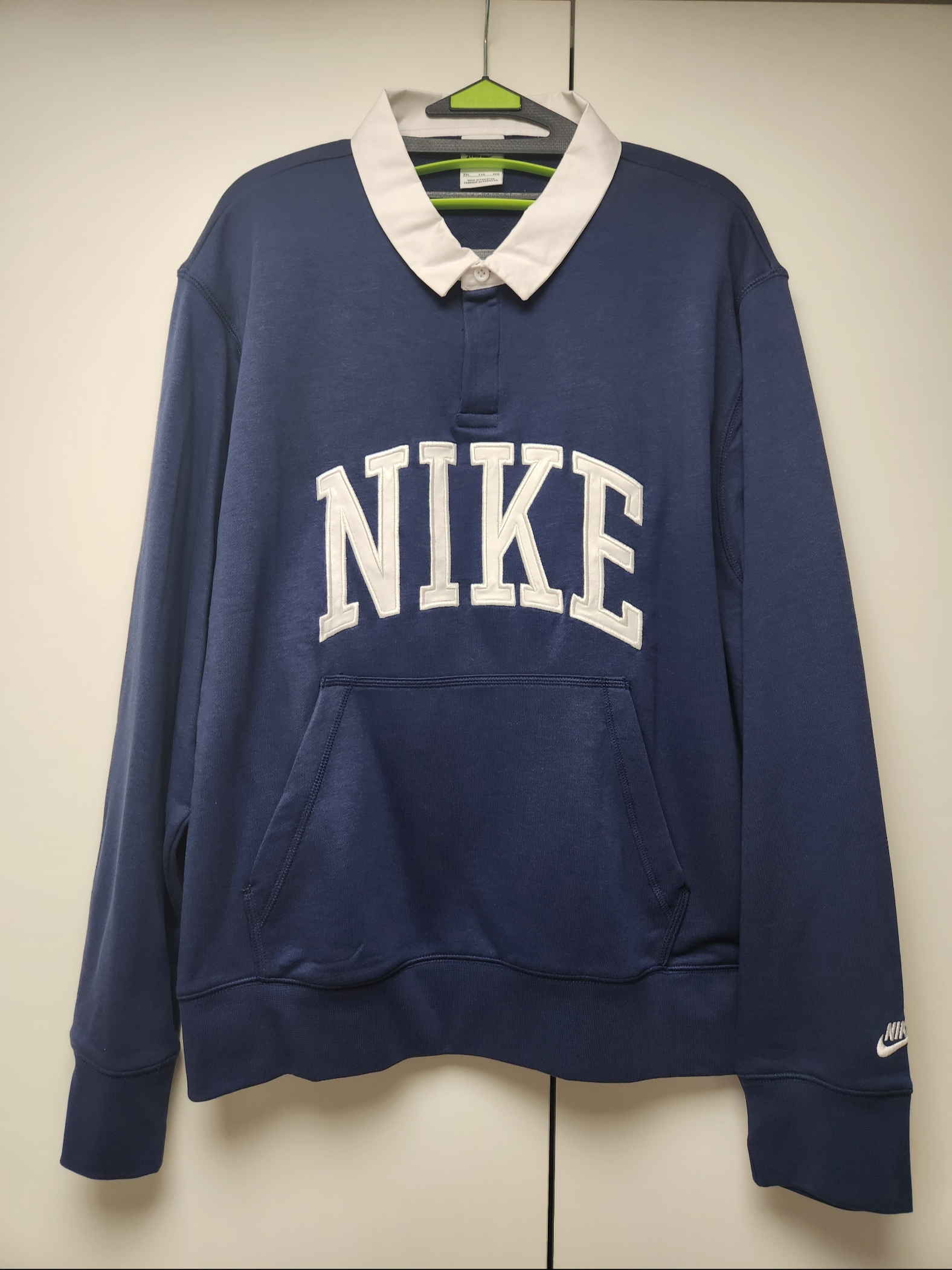 Nike Club Fleece Long Sleeve Fleece Polo Midnight Navy - Asia 착용 스타일