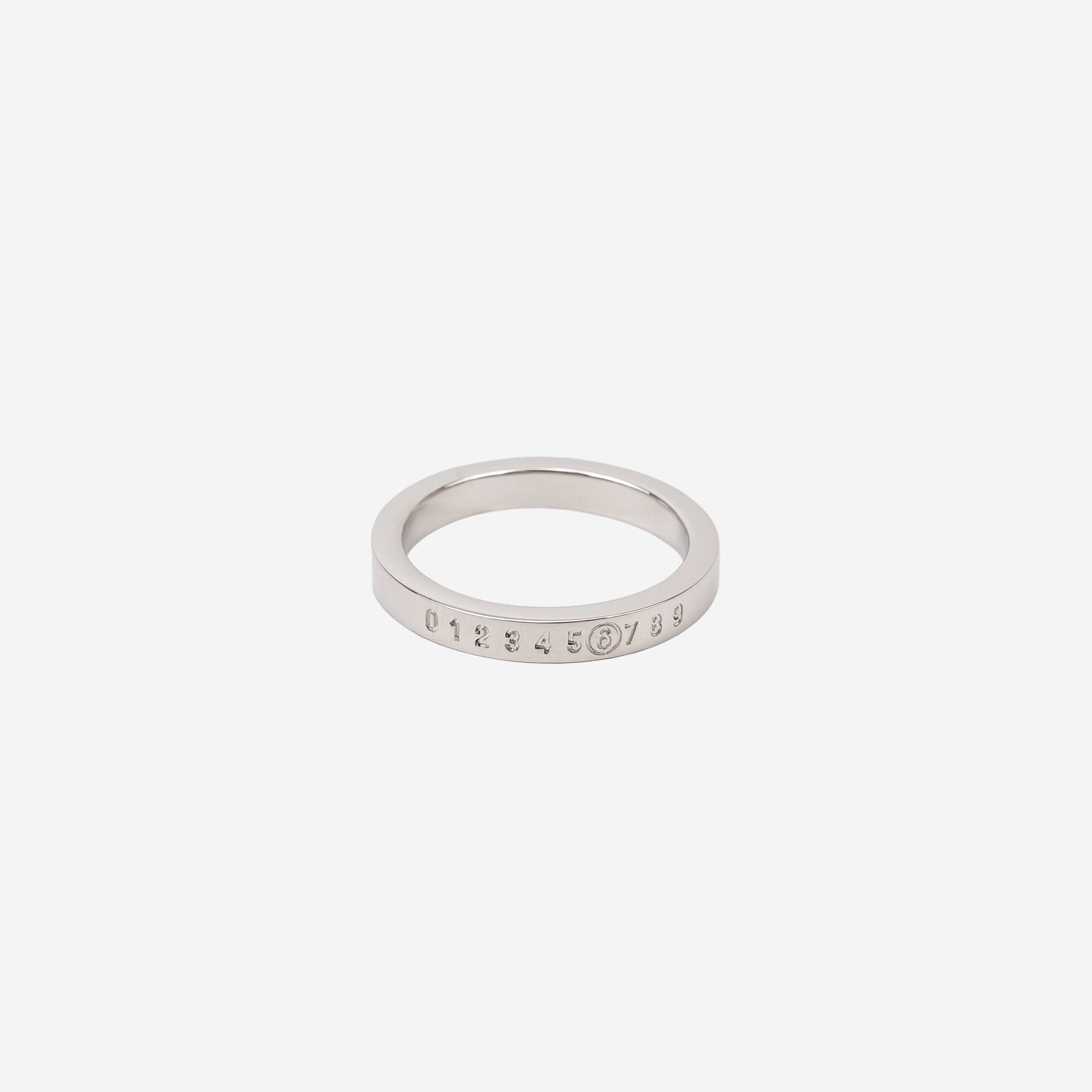 (W) MM6 Maison Margiela Numeric Minimal Signature Ring Silver Palladium