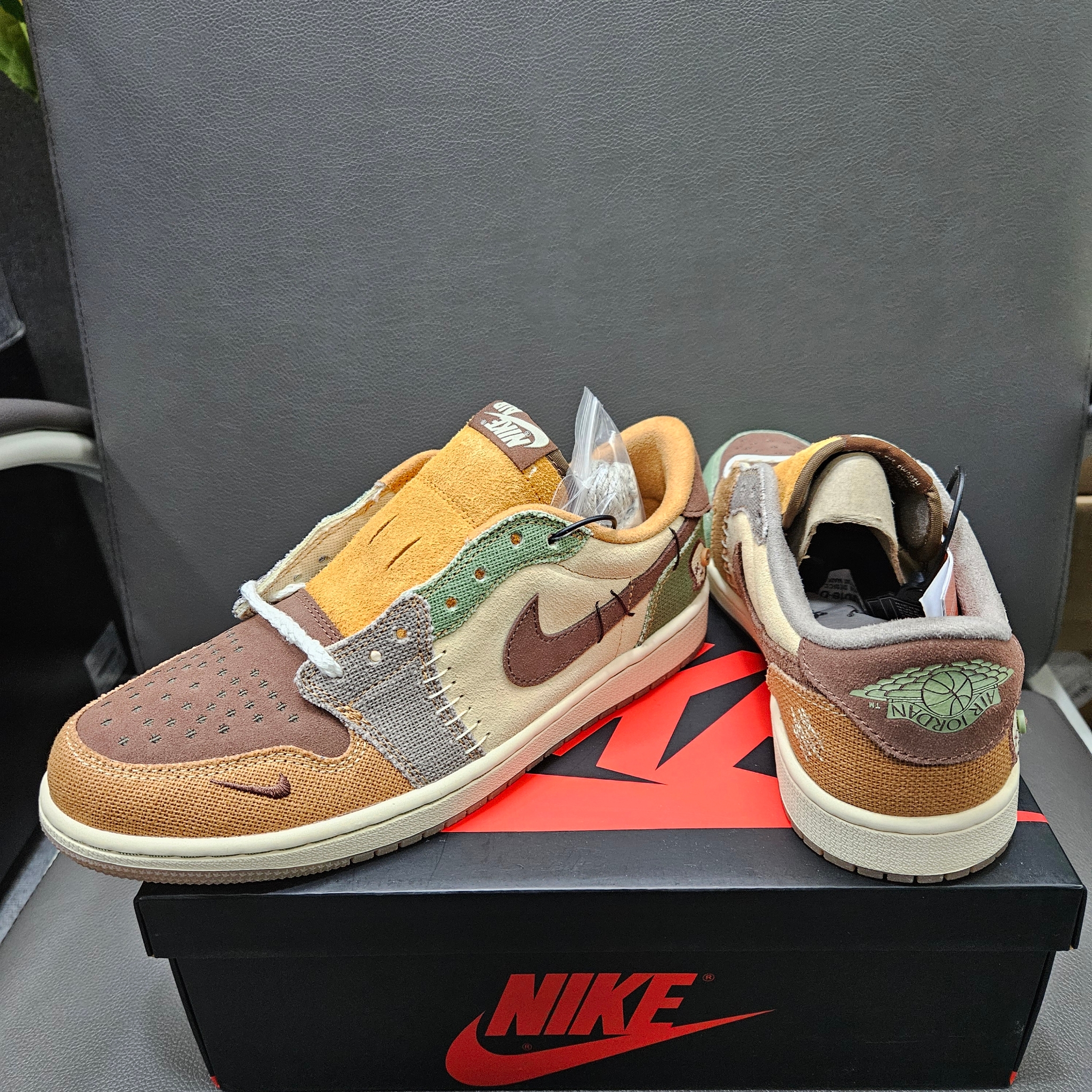 Jordan 1 x Zion Williamson Retro Low OG Flax and Oil Green 착용 스타일