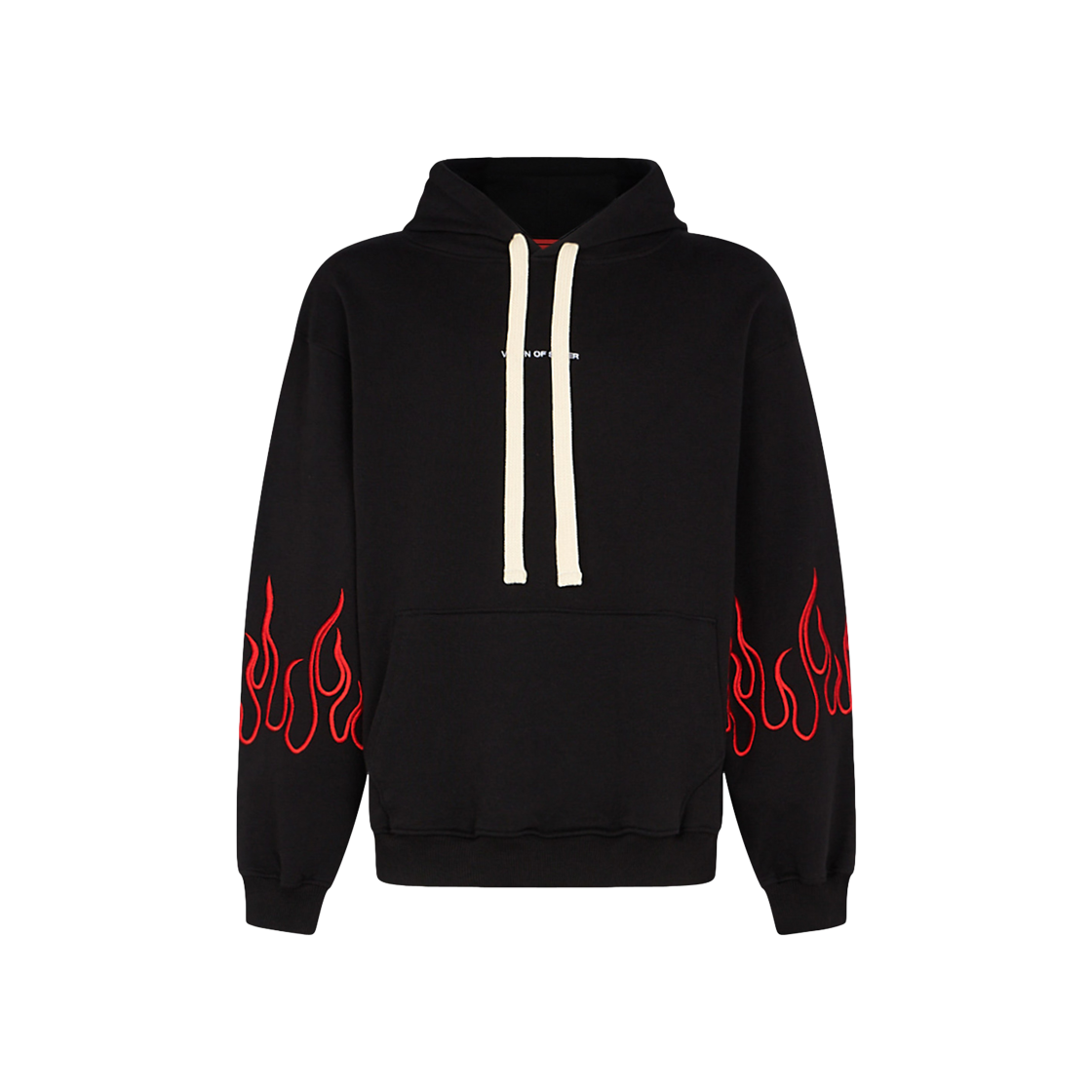 Vision Of Super Black Hoodie With Red Embroidered Flames 상세 이미지 1