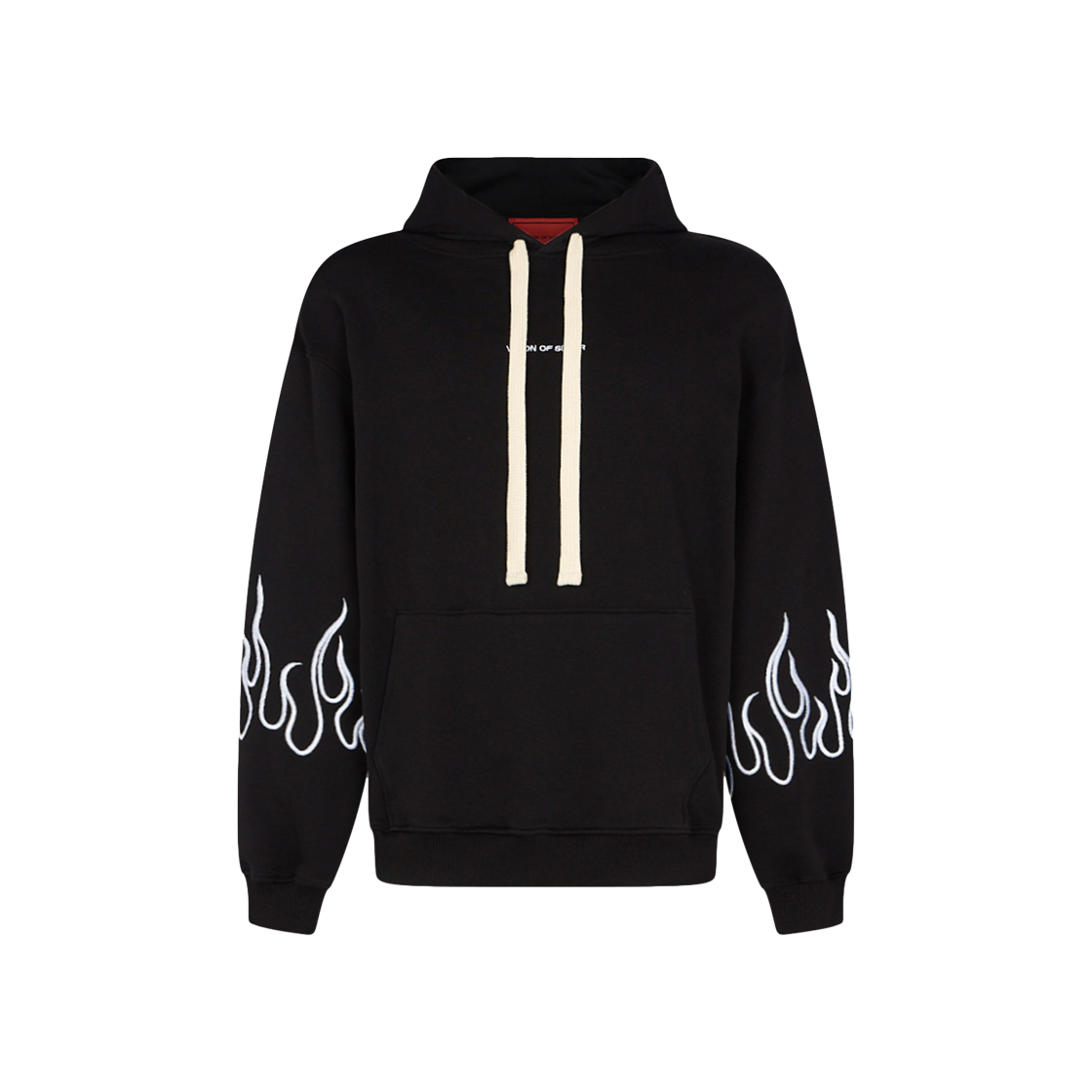 Vision Of Super Black Hoodie With White Embroidered Flames 상세 이미지 1