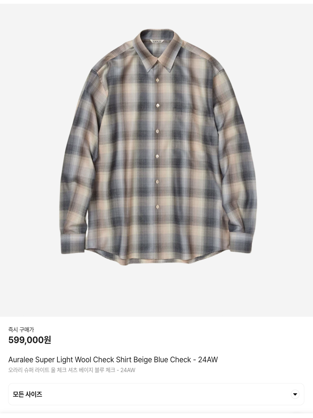 Auralee Super Light Wool Check Shirt Beige Blue Check - 24AW, Auralee Super Light Wool Check Shirt Charcoal Grey Check - 24AW 착용 스타일 - 6