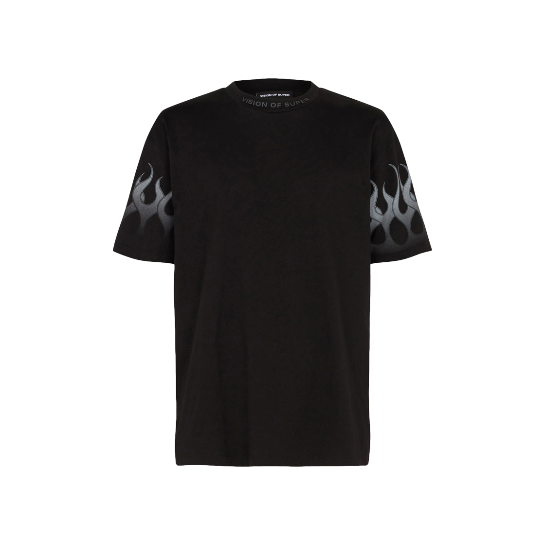 Vision Of Super Black T-Shirt With Grey Flames 상세 이미지 1