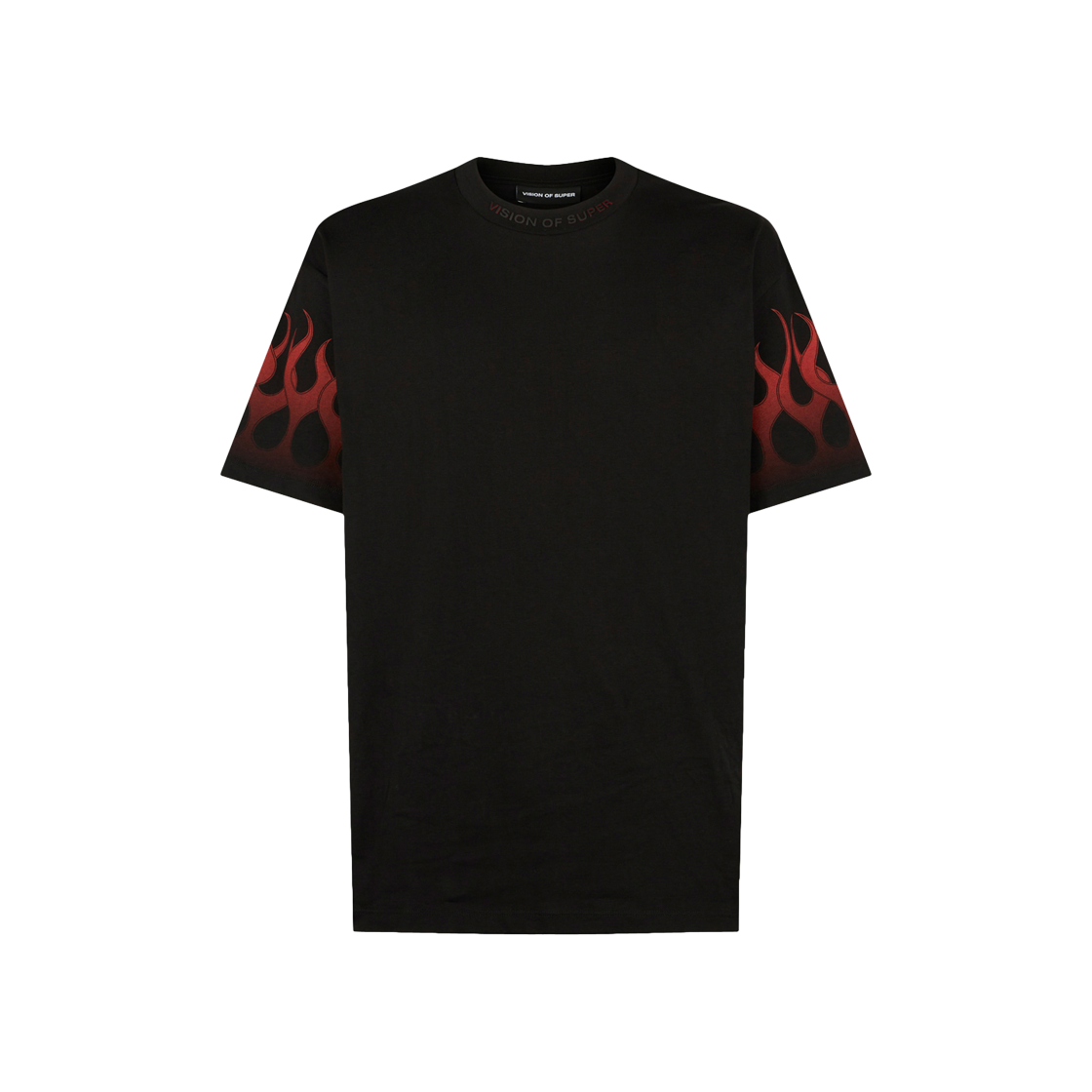 Vision Of Super Black T-Shirt With Red Flames 상세 이미지 1