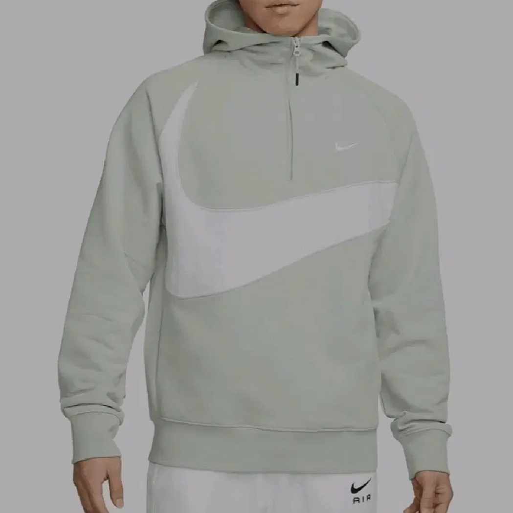 Nike Swoosh Half Zip Fleece Hoodie Light Silver - Asia 착용 스타일