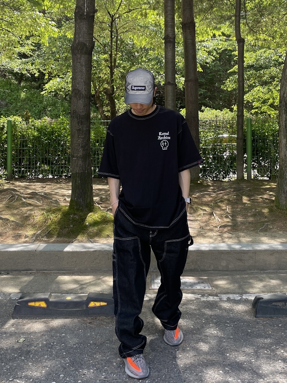 Adidas Yeezy Boost 350 V2 Beluga - Reflective, Supreme Reflective Mesh Camp Cap Black - 22SS 착용 스타일