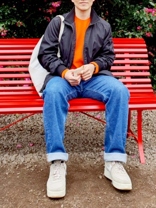 COS Boiled Wool Crewneck Jumper Bright Orange, Nike Air Force 1 '07 LV8 Rattan 착용 스타일 - 1