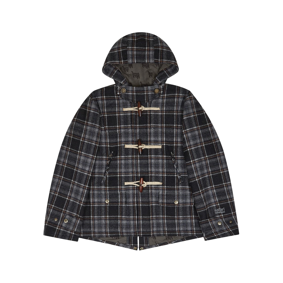 사파리스팟 1/2 레기온 모터스 클럽 페이크 퍼 체크 더플 코트(Safarispot 1/2 Region Motors Club Fake Fur Check Duffle Coat) - 3