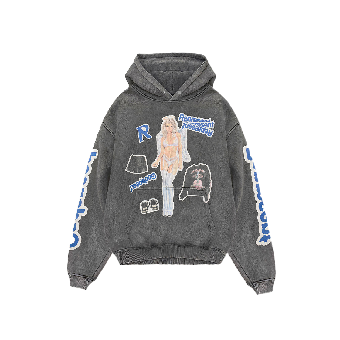 리프레젠트 퀘스쳔 유어 이노센스 후디 빈티지 그레이 블랙 - 24FW(Represent Question Your Innocence Hoodie Vintage Grey - 24FW)