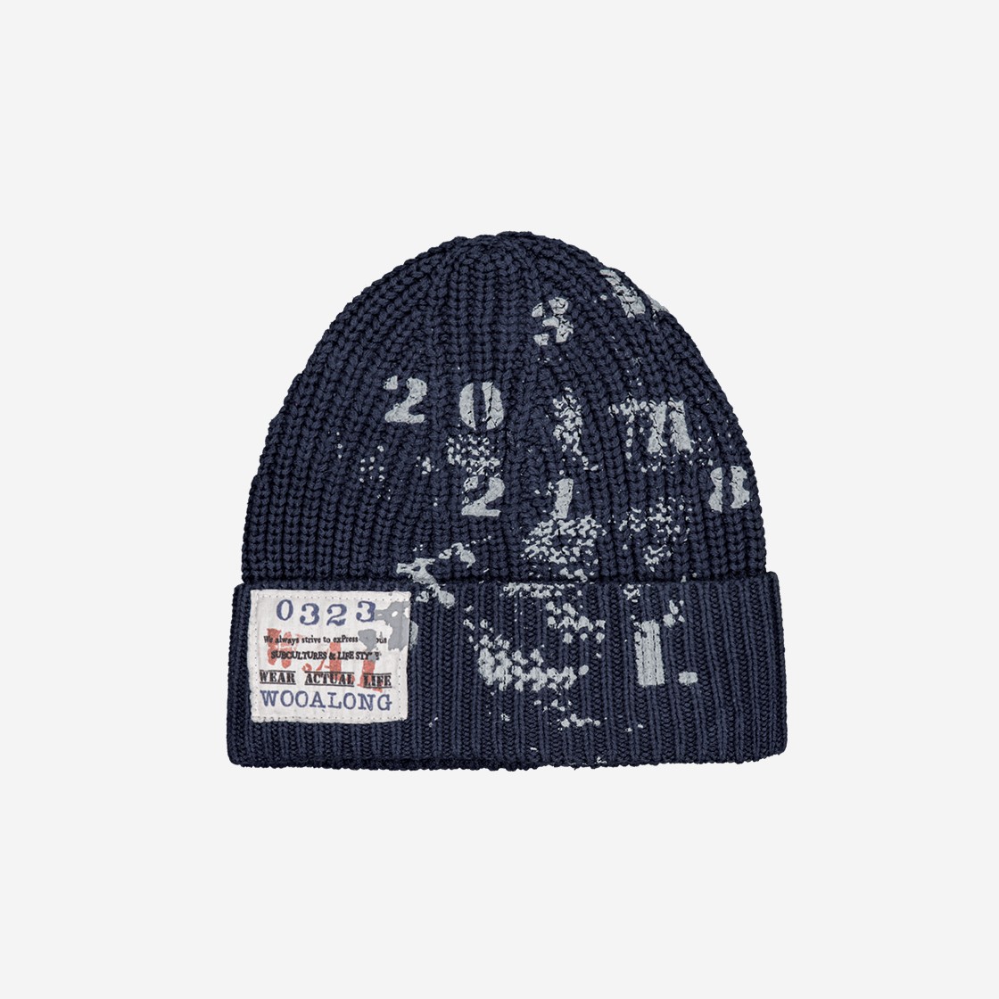 MELLOW Typo Graphic Beanie Navy 상세 이미지 1