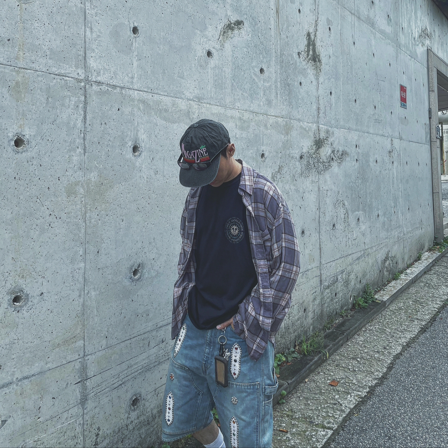 Kapital 14 oz. Denim Short Pants Studs Remake Indigo (Processing) 착용 스타일