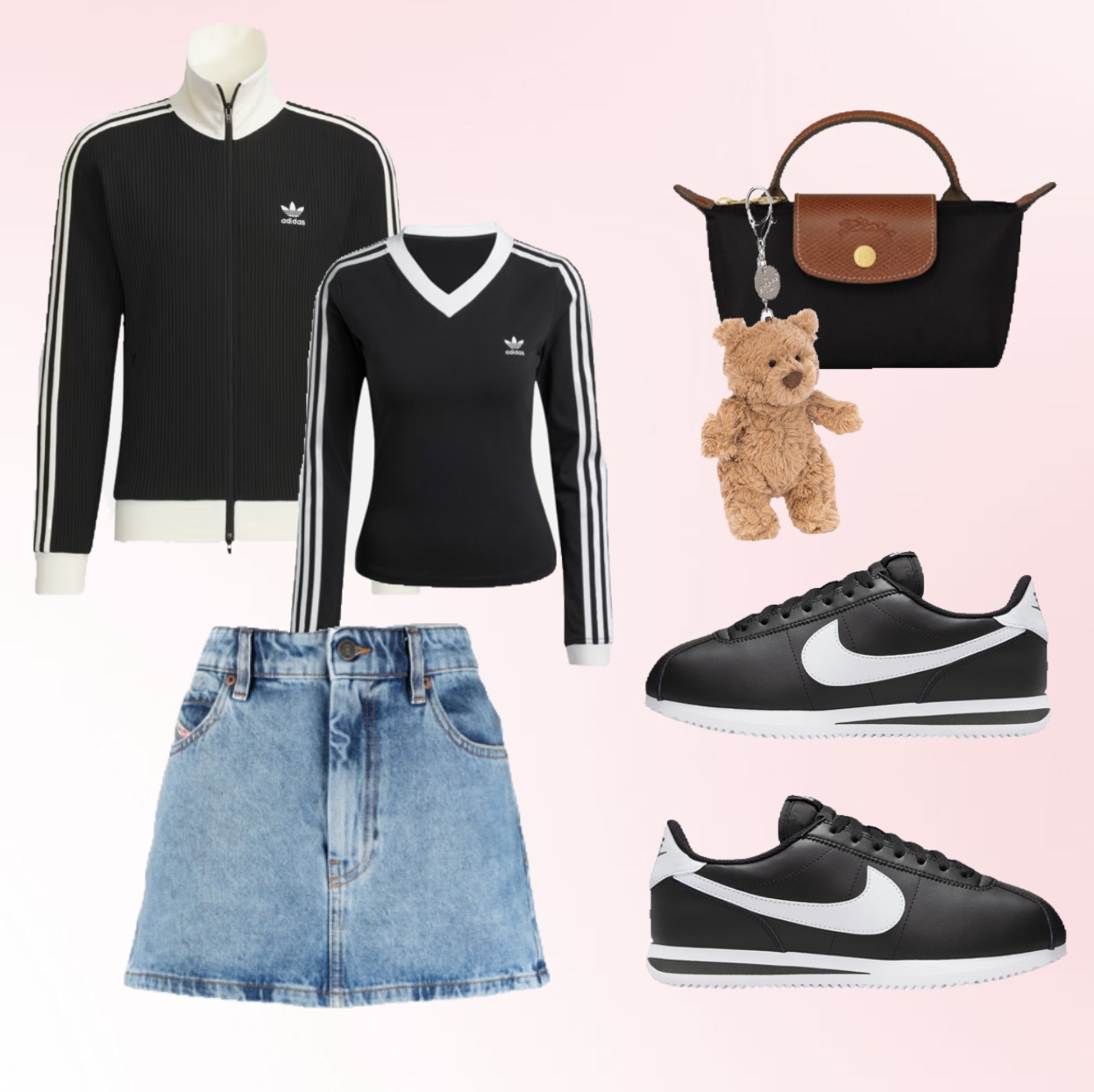 Adidas Waffle Beckenbauer Track Top Black - KR Sizing, (W) Nike Cortez Leather Black White 착용 스타일