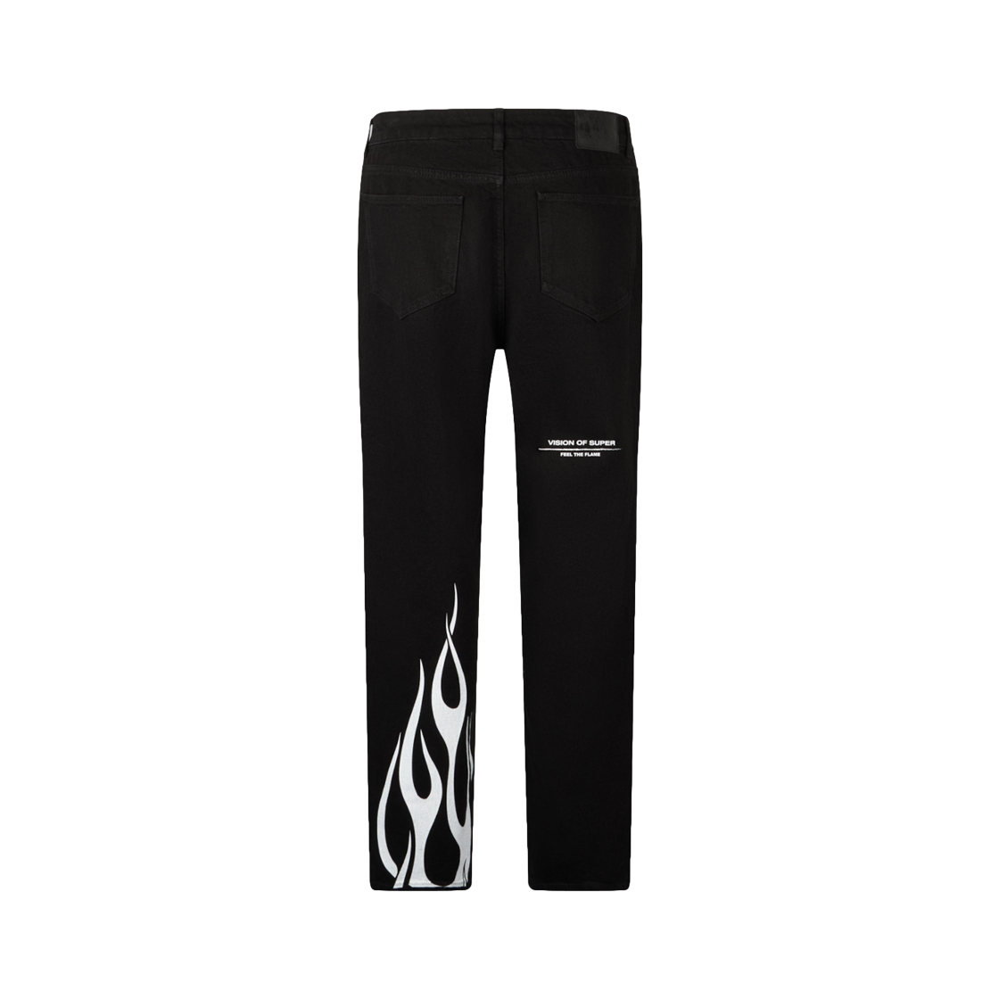 Vision Of Super Black Denim Jeans With Printed Flames And Logo 상세 이미지 1