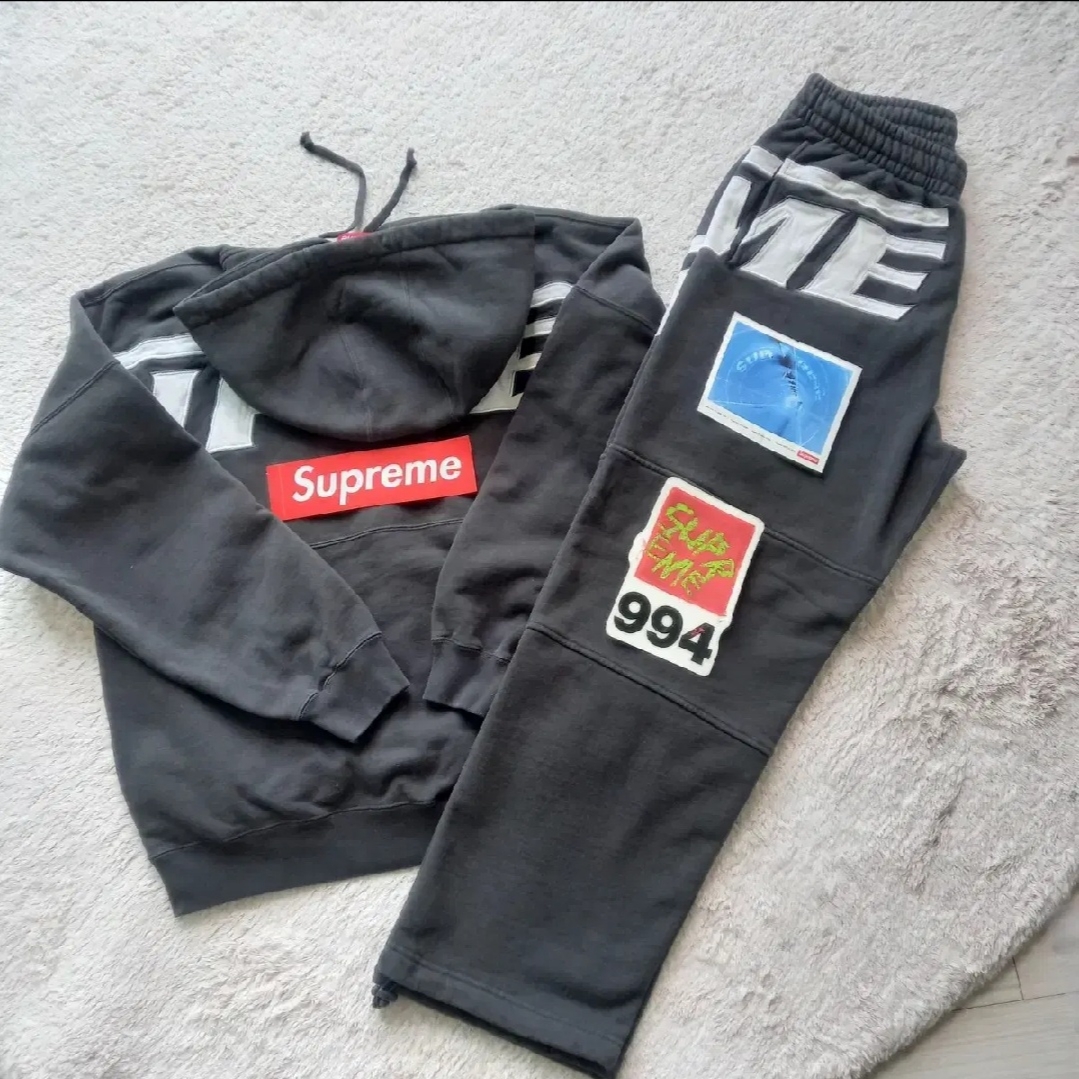 Supreme Wrapped Half Zip Hooded Sweatshirt Washed Black - 24SS, Supreme Wrapped Sweatpant Washed Black - 24SS 착용 스타일 - 1