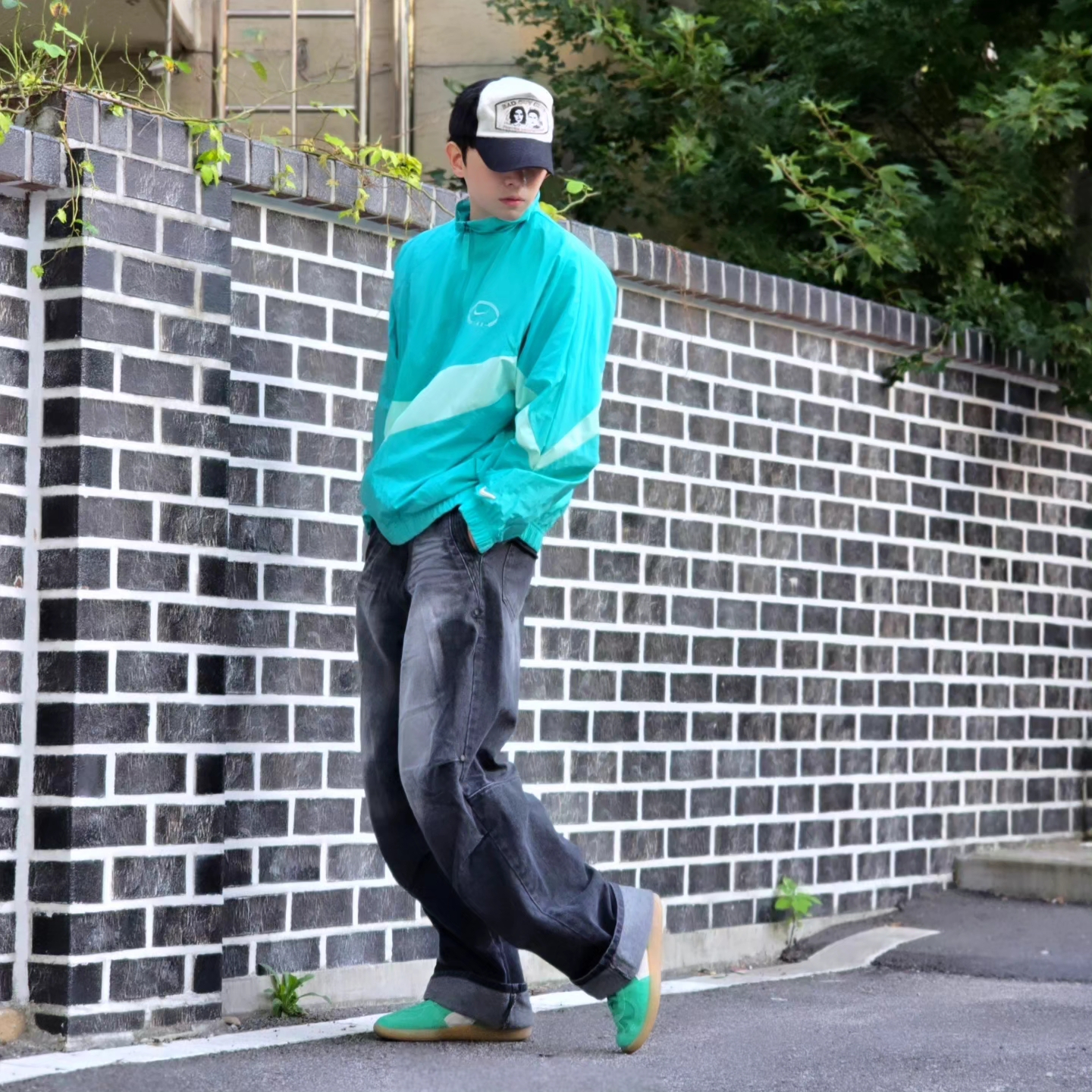 Nike NSW HBR NCPS Woven Jacket Washed Teal - Asia, Puma Palermo Vintage Jade Frost 착용 스타일 - 2