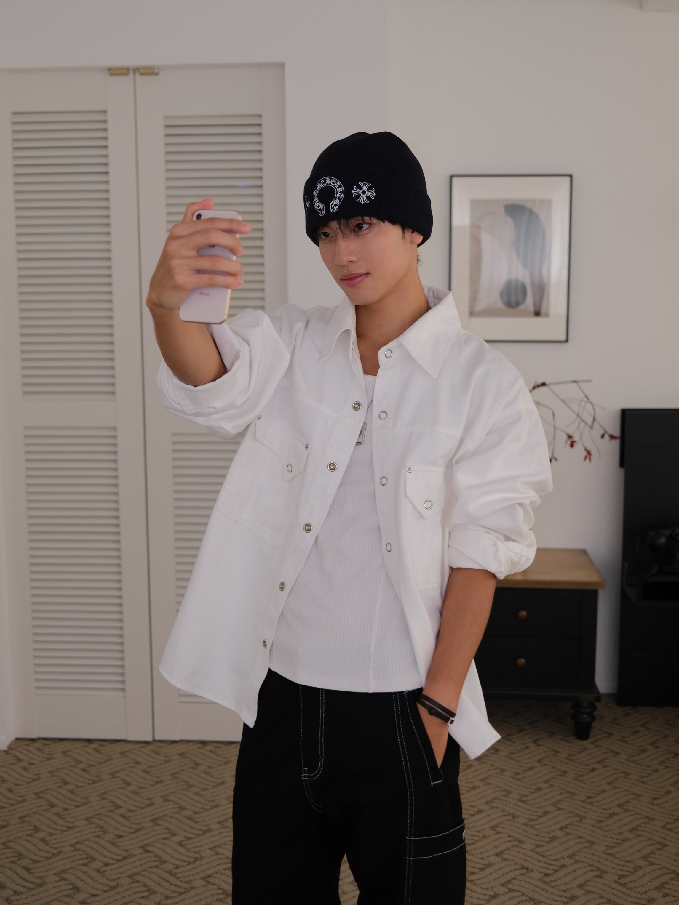 Chrome Hearts Horseshoe Beanie Black 착용 스타일 - 3
