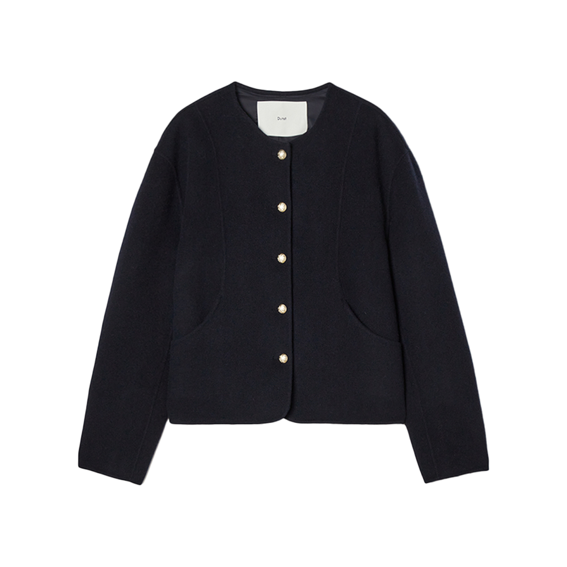 Dunst Handmade Cashmere Collarless Jacket Deep Navy 상세 이미지 1