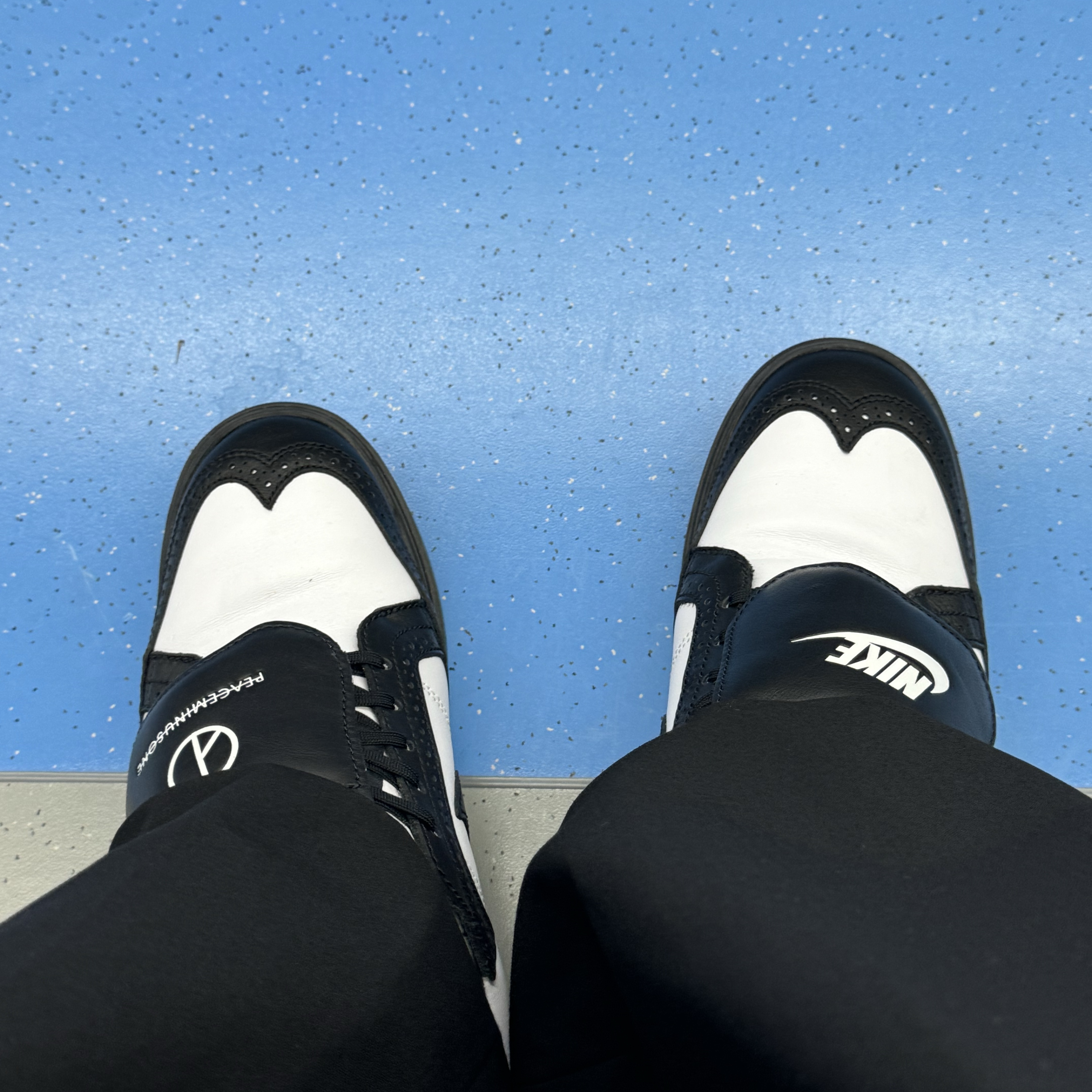 Nike x Peaceminusone Kwondo1 Black and White 착용 스타일