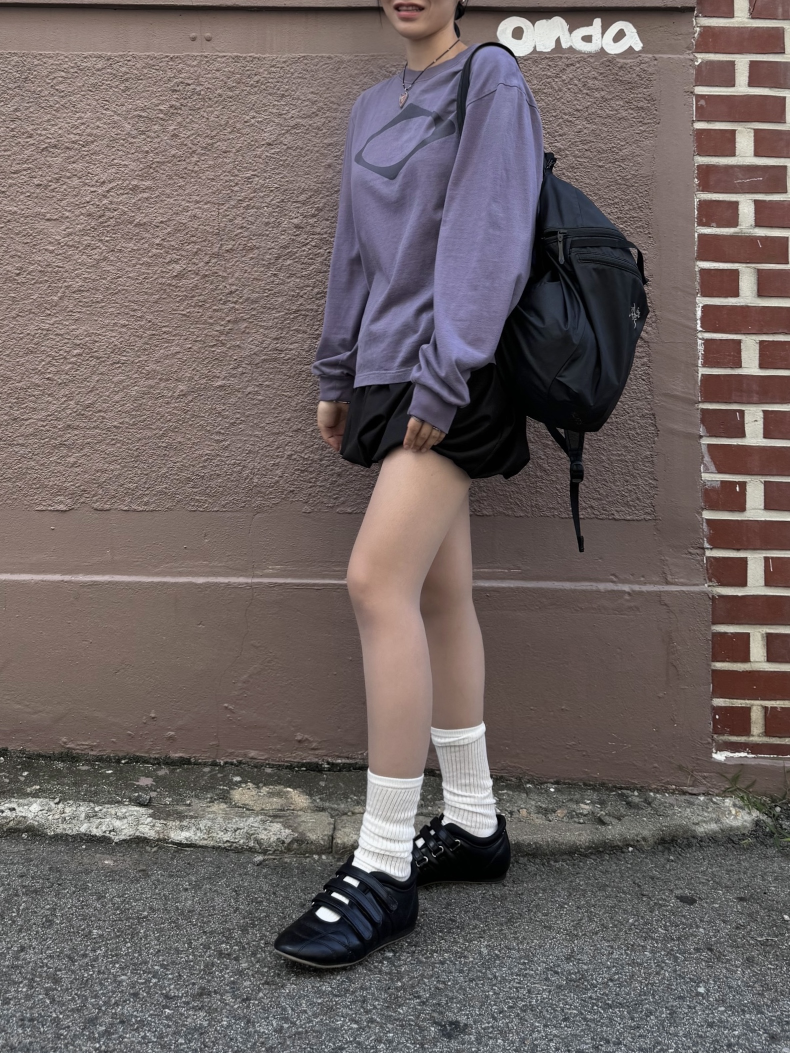 (W) Deinet Mozzi Shoes Black, Mischief Rhombus Long Sleeve Purple 착용 스타일 - 3