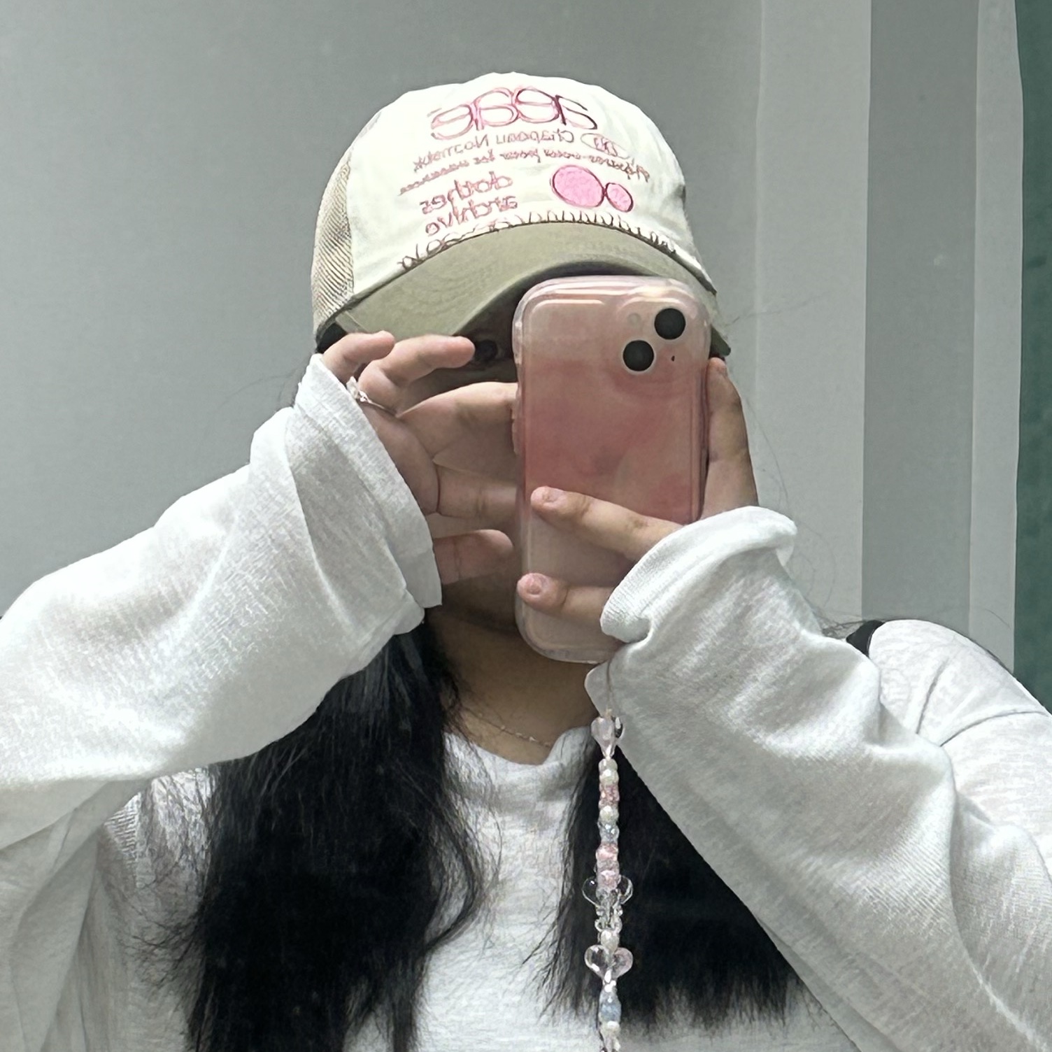 Aeae Web Logo Mesh Cap Olive Beige 착용 스타일