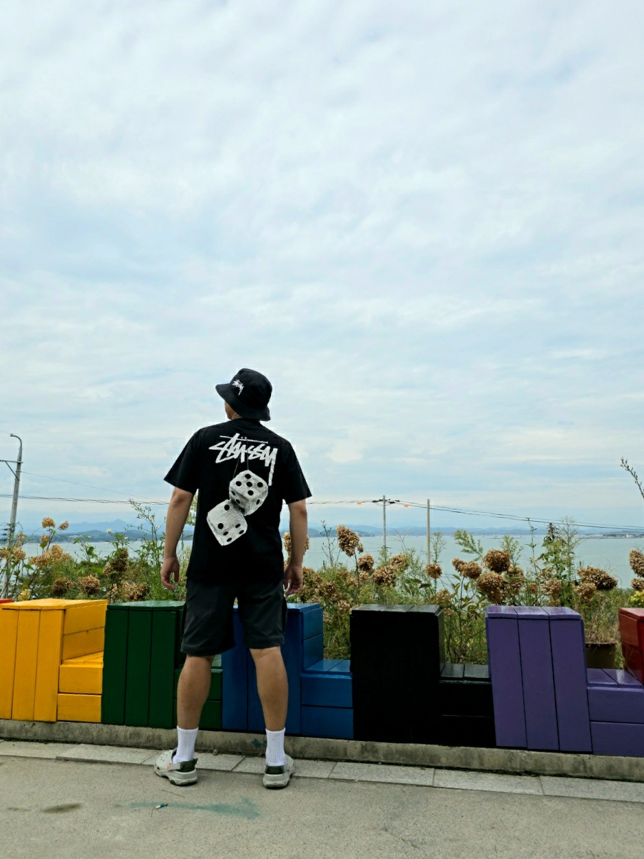 Nike x Stussy Bucket Hat Black, Stussy Fuzzy Dice T-Shirt Black 착용 스타일