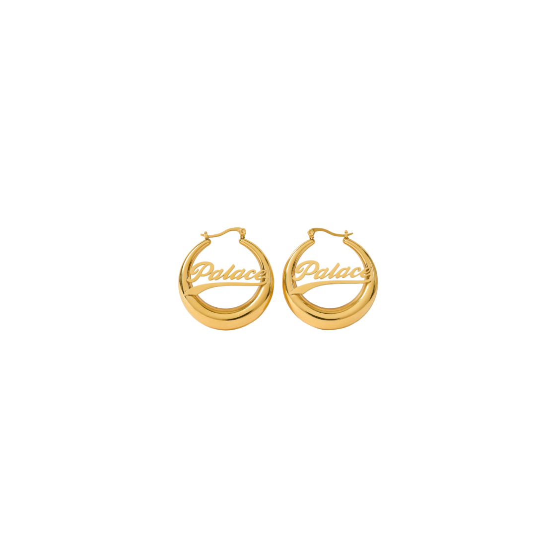 Palace Script Hoop Earrings Gold Plated - 24FW 상세 이미지 1