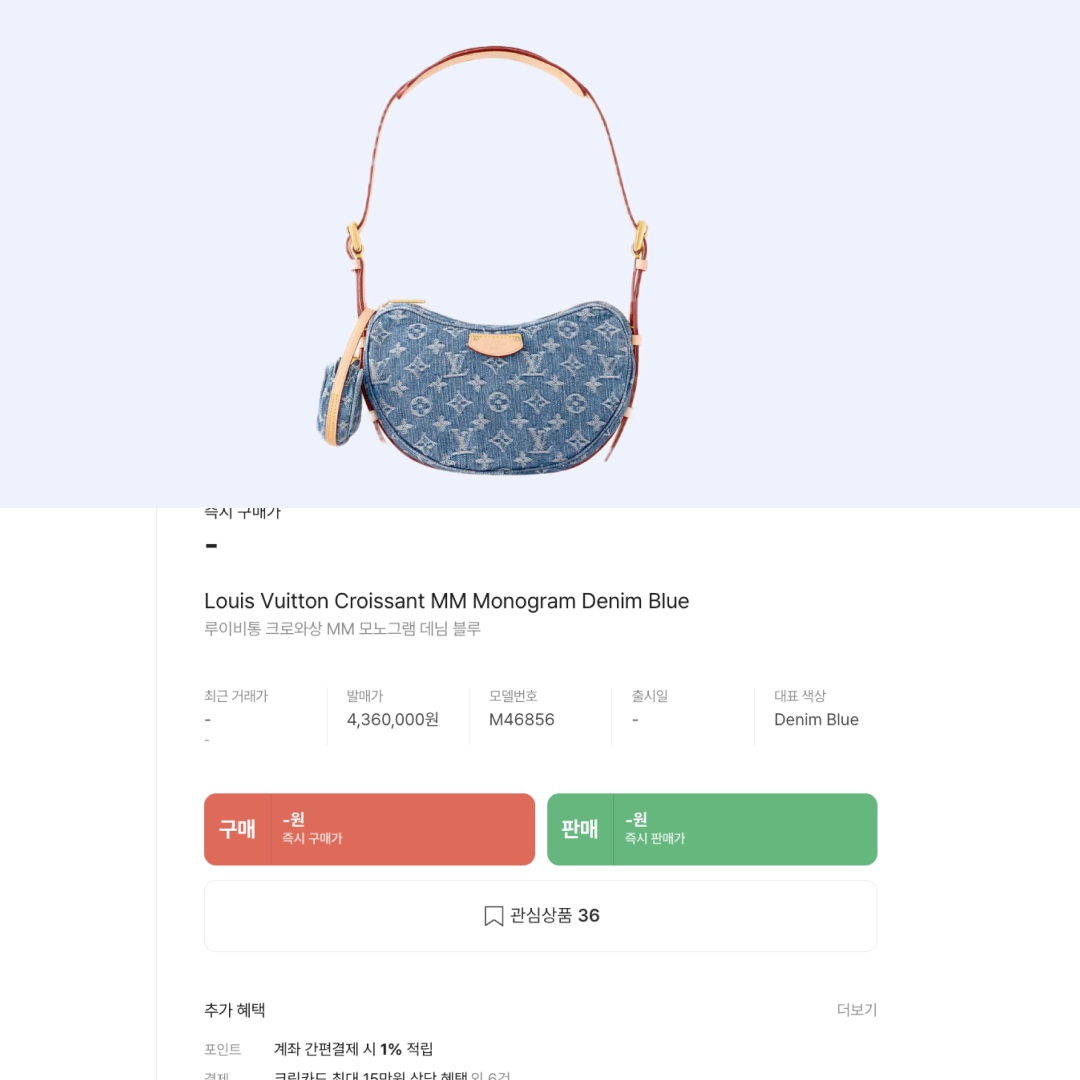 Louis Vuitton Croissant MM Monogram Denim Blue 착용 스타일 - 2