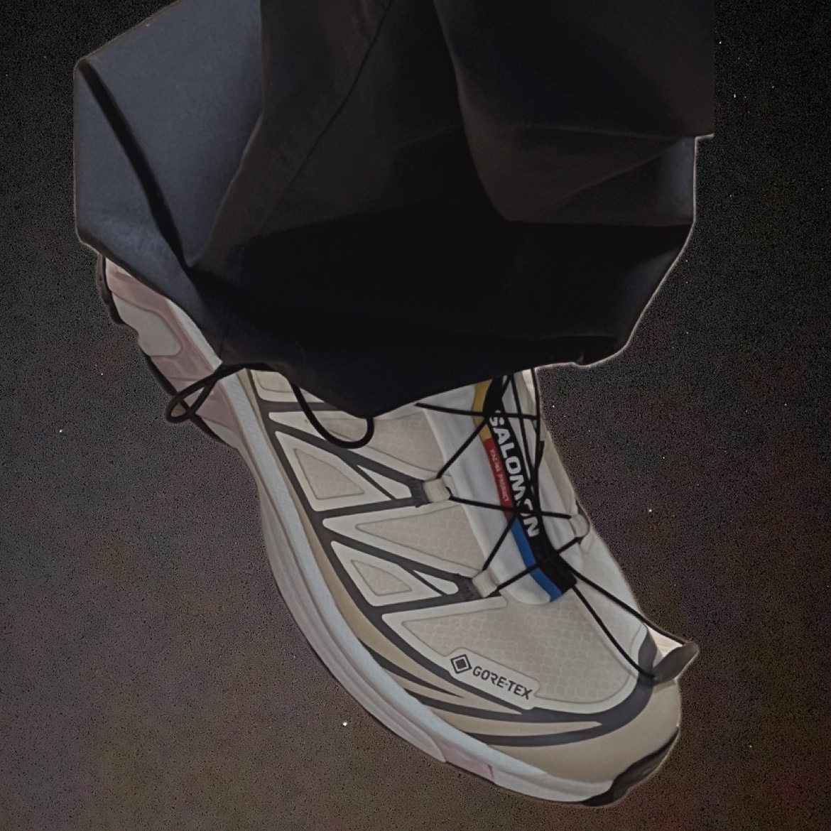 Salomon XT-6 GTX Almond Milk Mauve 착용 스타일