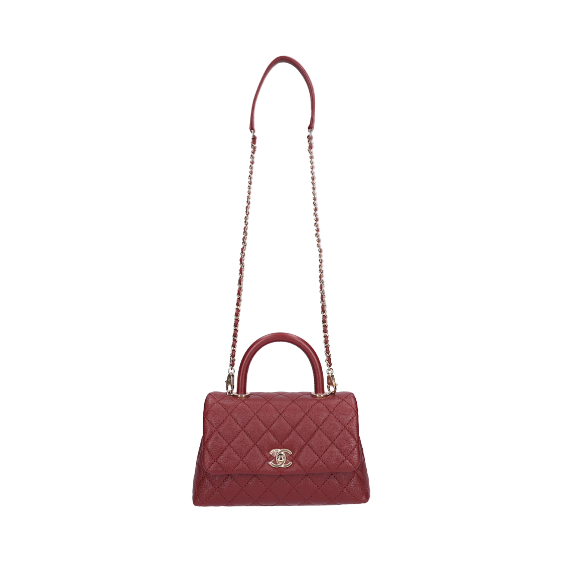 Chanel Coco Handle Top Handle Shoulder Bag Small Burgundy 상세 이미지 5