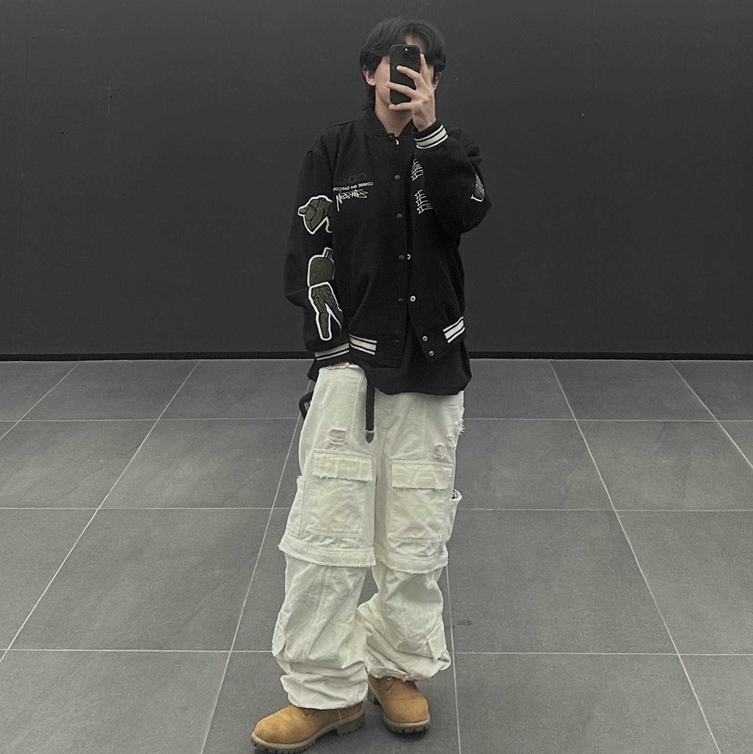 Stussy x CDG Varsity Jacket, Timberland Premium 6 inch Waterproof Boot Wheat Nubuck - Wide 착용 스타일 - 2