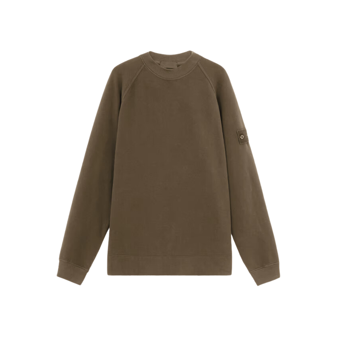 Stone Island 629F7 Ghost Stretch Organic Cotton Fleece Crewneck Sweatshirt with Ribbed Details Military Green - 24FW 상세 이미지 1