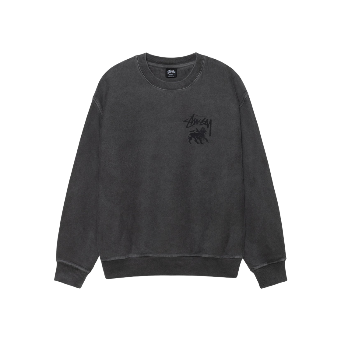 Stussy Rasta Lion Pigment Dyed Crew Black 상세 이미지 1