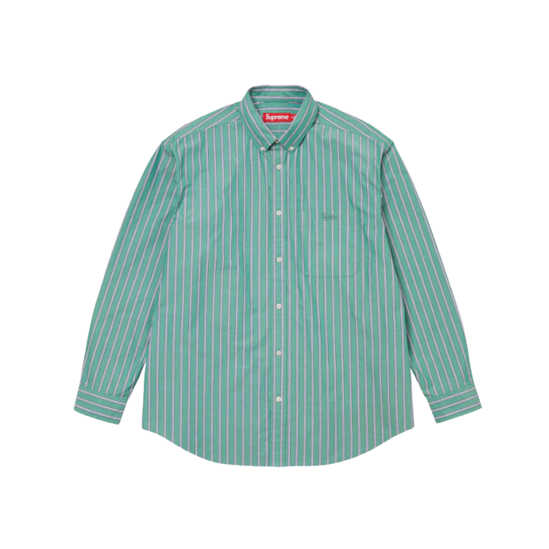 Supreme Loose Fit Stripe Shirt Green - 24FW 상세 이미지 1