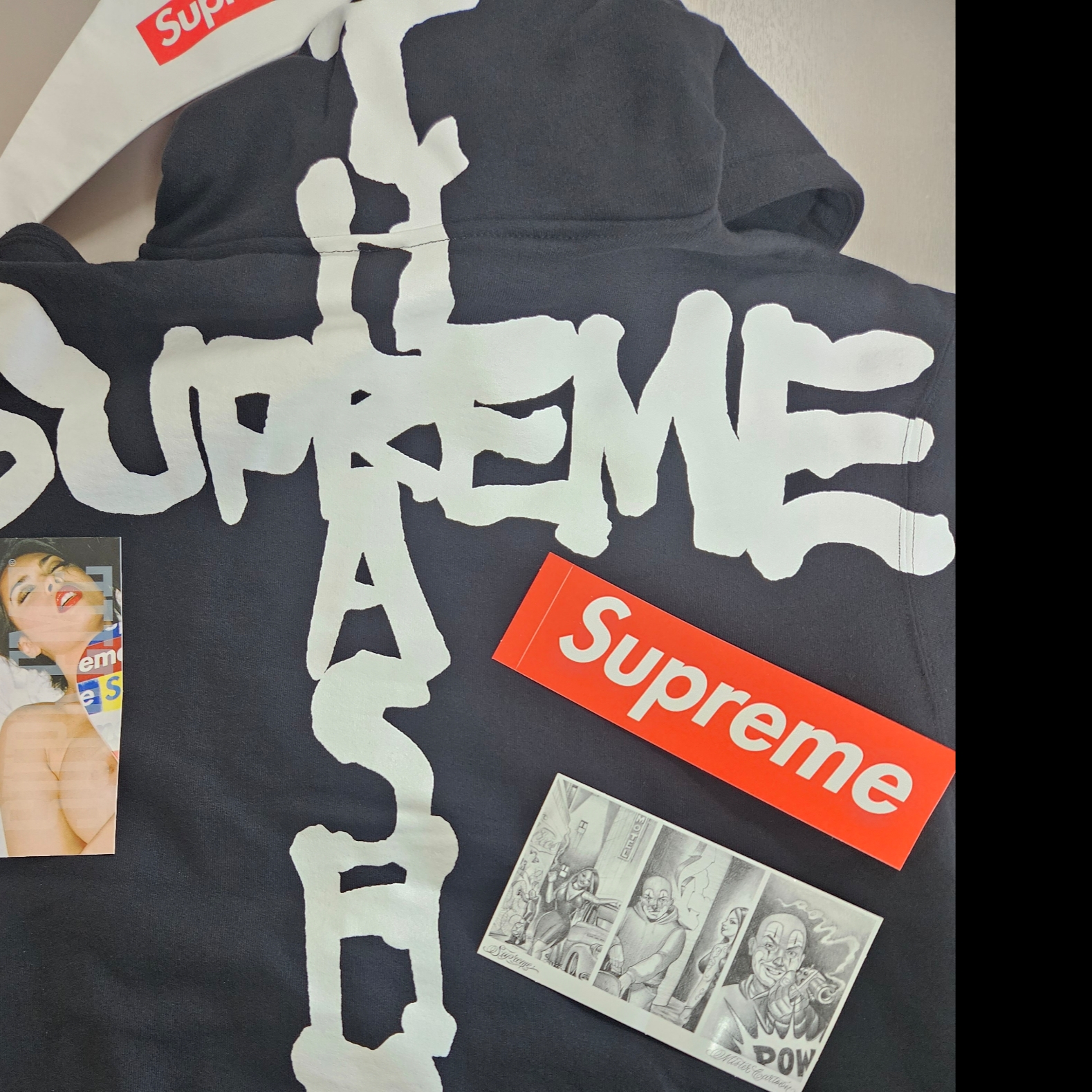 Supreme x Thrasher Zip Up Hooded Sweatshirt Black - 24FW 착용 스타일 - 2