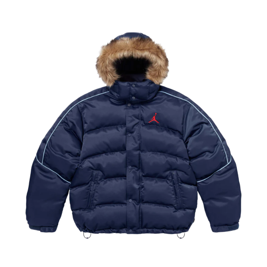 Supreme x Jordan Puffer Jacket Navy - 24FW 상세 이미지 3