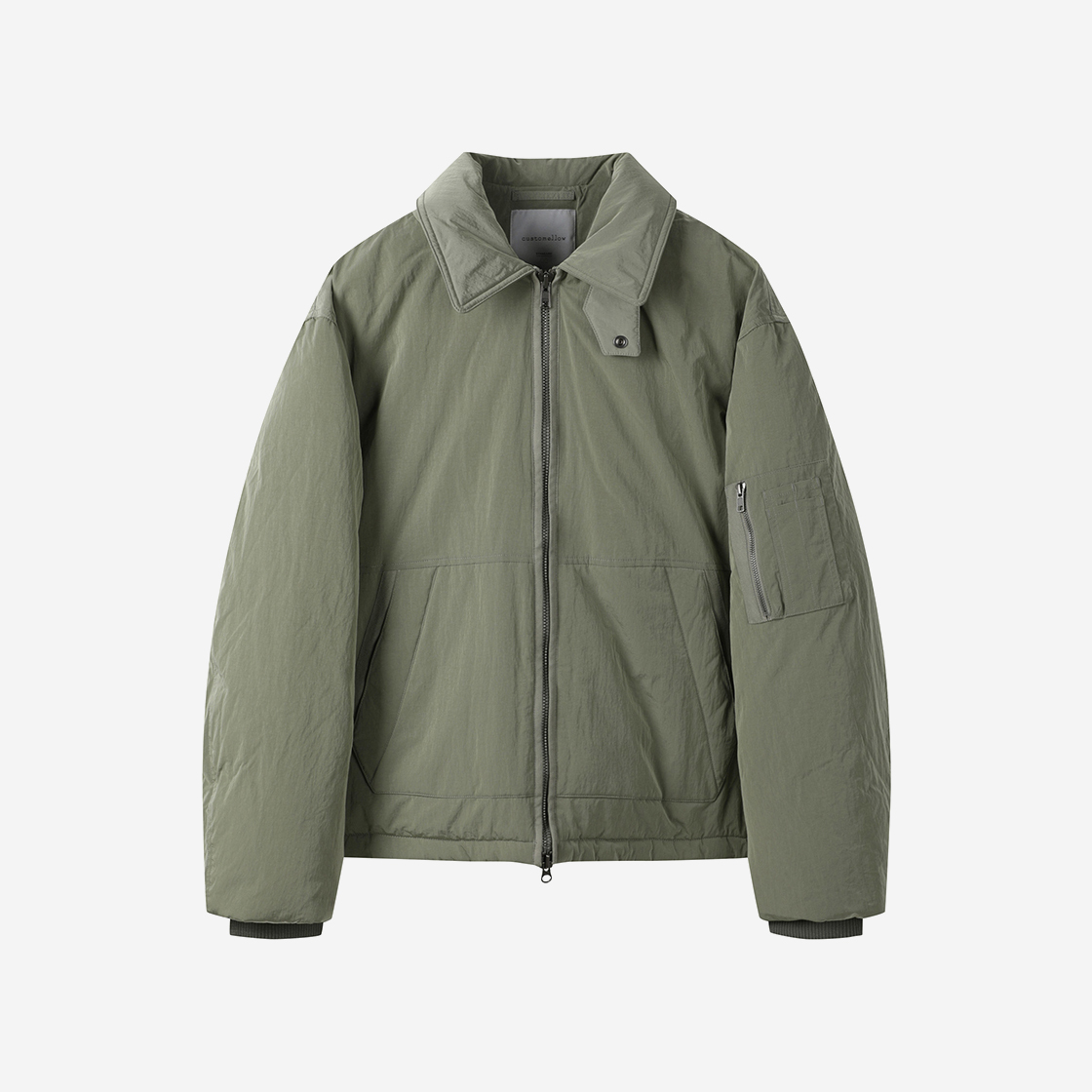 커스텀멜로우 숏 다운 봄버 카키(Customellow Short Down Bomber Khaki)