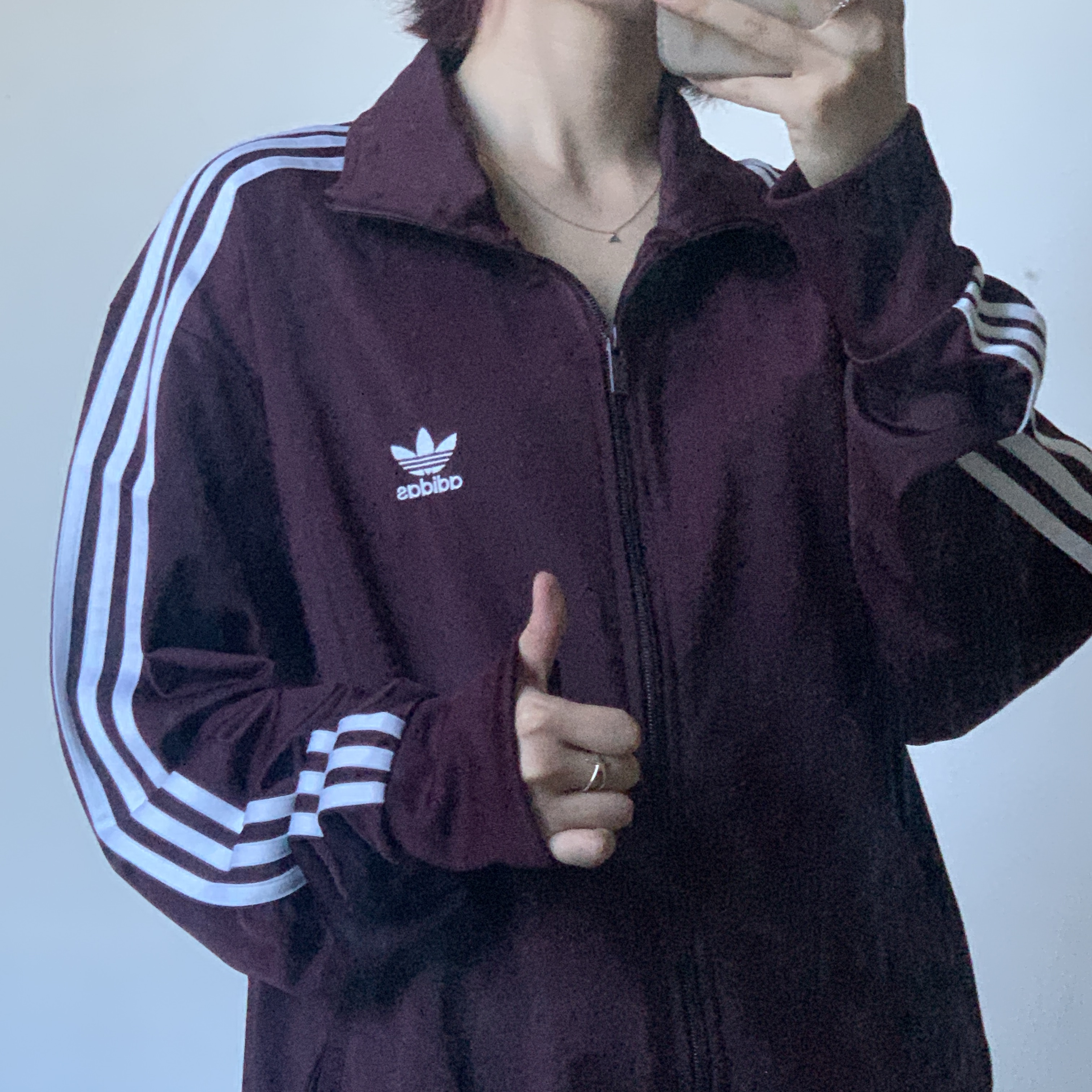 Adidas Adicolor Classic Firebird Track Top Maroon - KR Sizing 착용 스타일