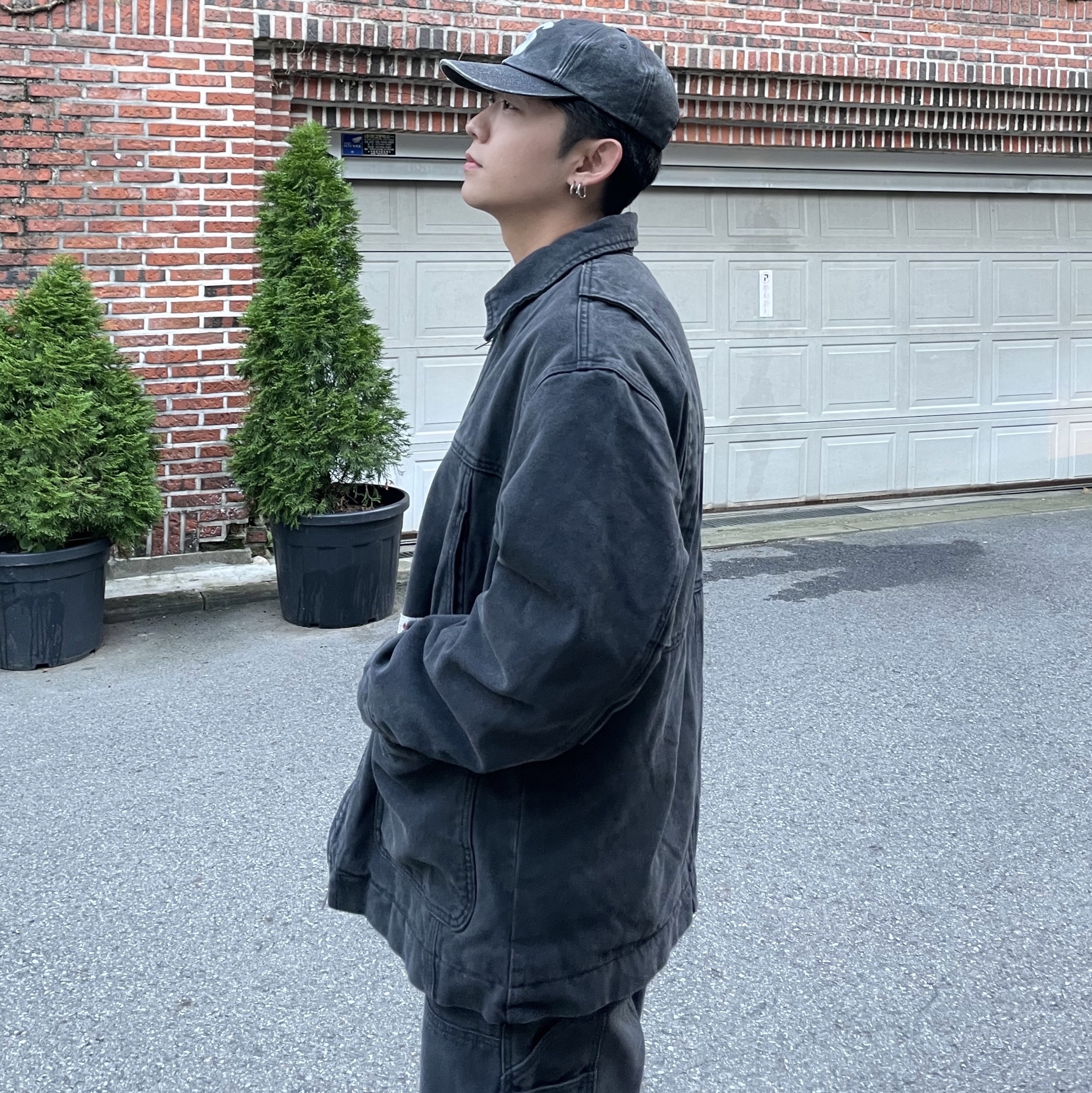 Supreme Pigment Canvas S Logo 6-Panel Black - 23SS 착용 스타일 - 2
