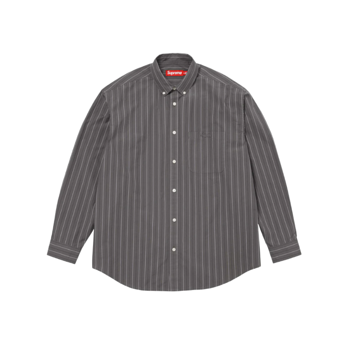 Supreme Loose Fit Stripe Shirt Grey - 24FW 상세 이미지 1