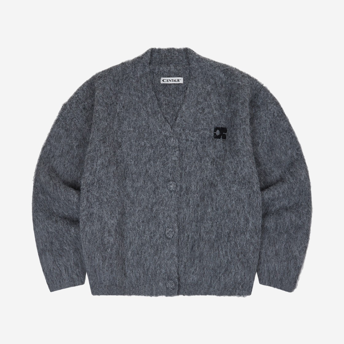 CENTAUR Bulky Brushed Wool Cardigan Grey 상세 이미지 1