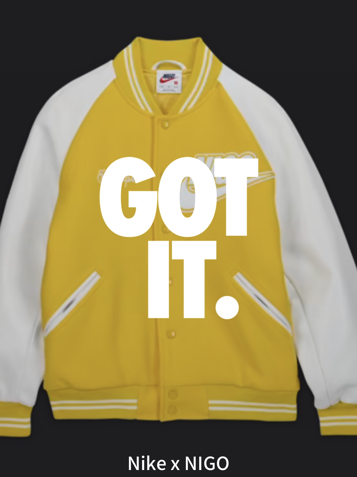 Nike x Nigo Varsity Jacket Speed Yellow (FV5670-735), Adidas x Wales Bonner Jamaica Anthem Jacket Bold Gold Black - US Sizing 착용 스타일 - 1