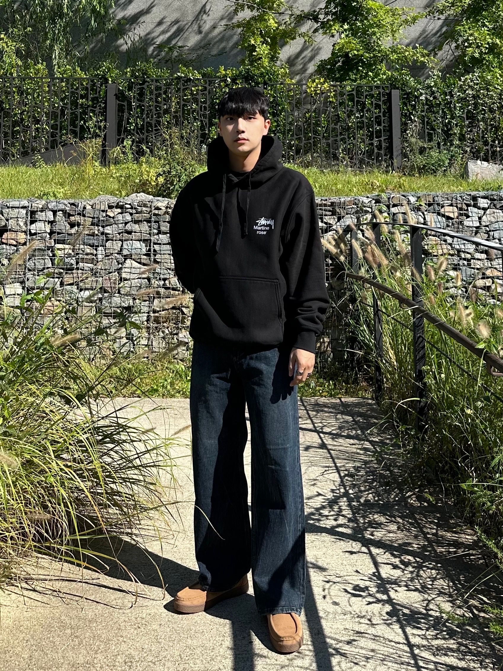 Stussy Basic Stussy Hoodie Black 착용 스타일 - 1