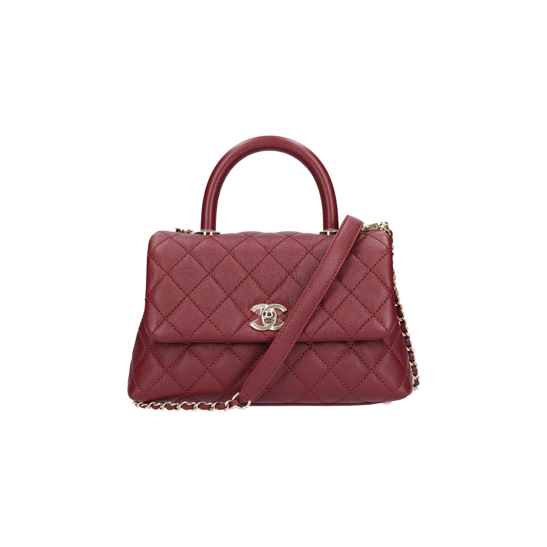 Chanel Coco Handle Top Handle Shoulder Bag Small Burgundy 상세 이미지 1