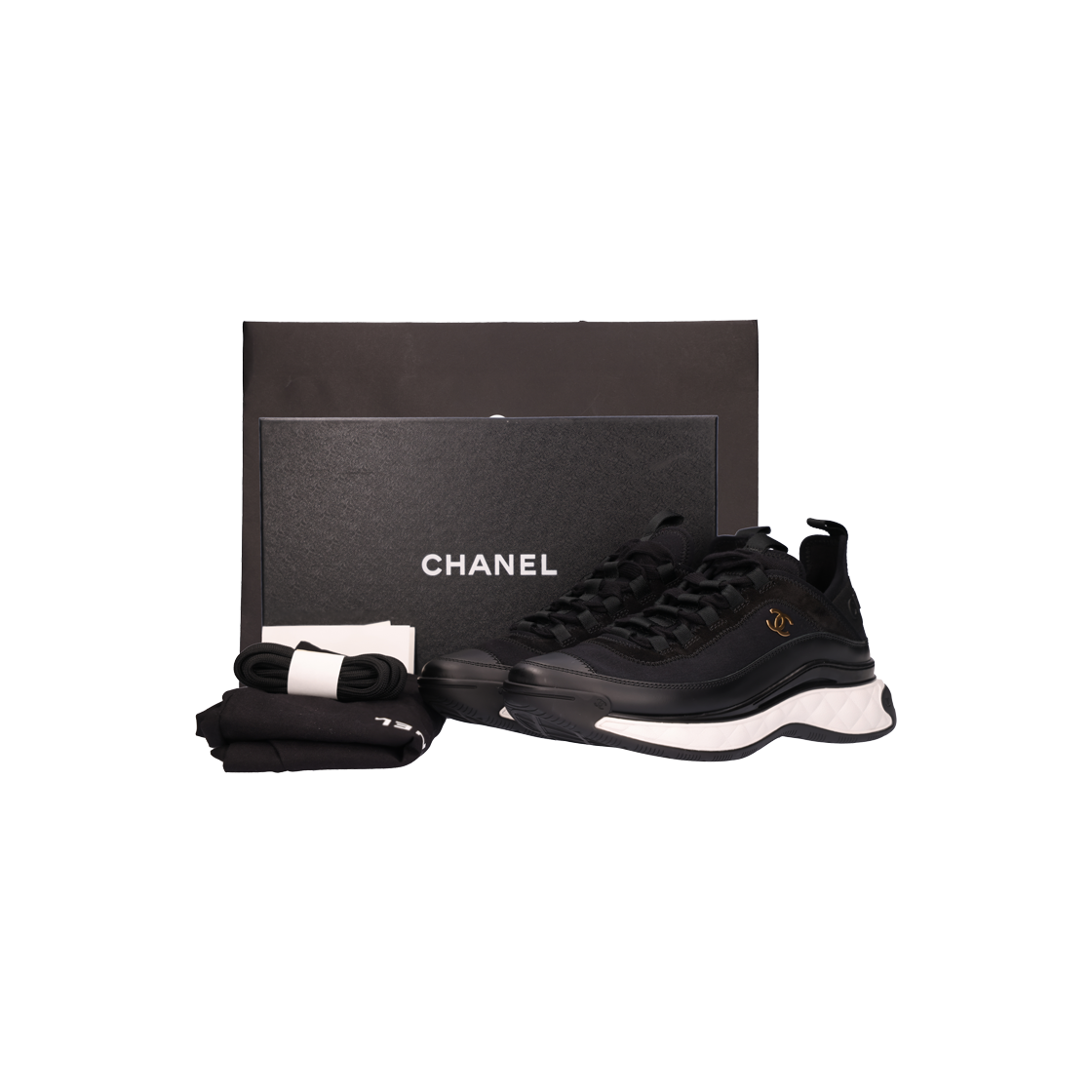 Chanel Mixed Fiber Sneakers Black 상세 이미지 6