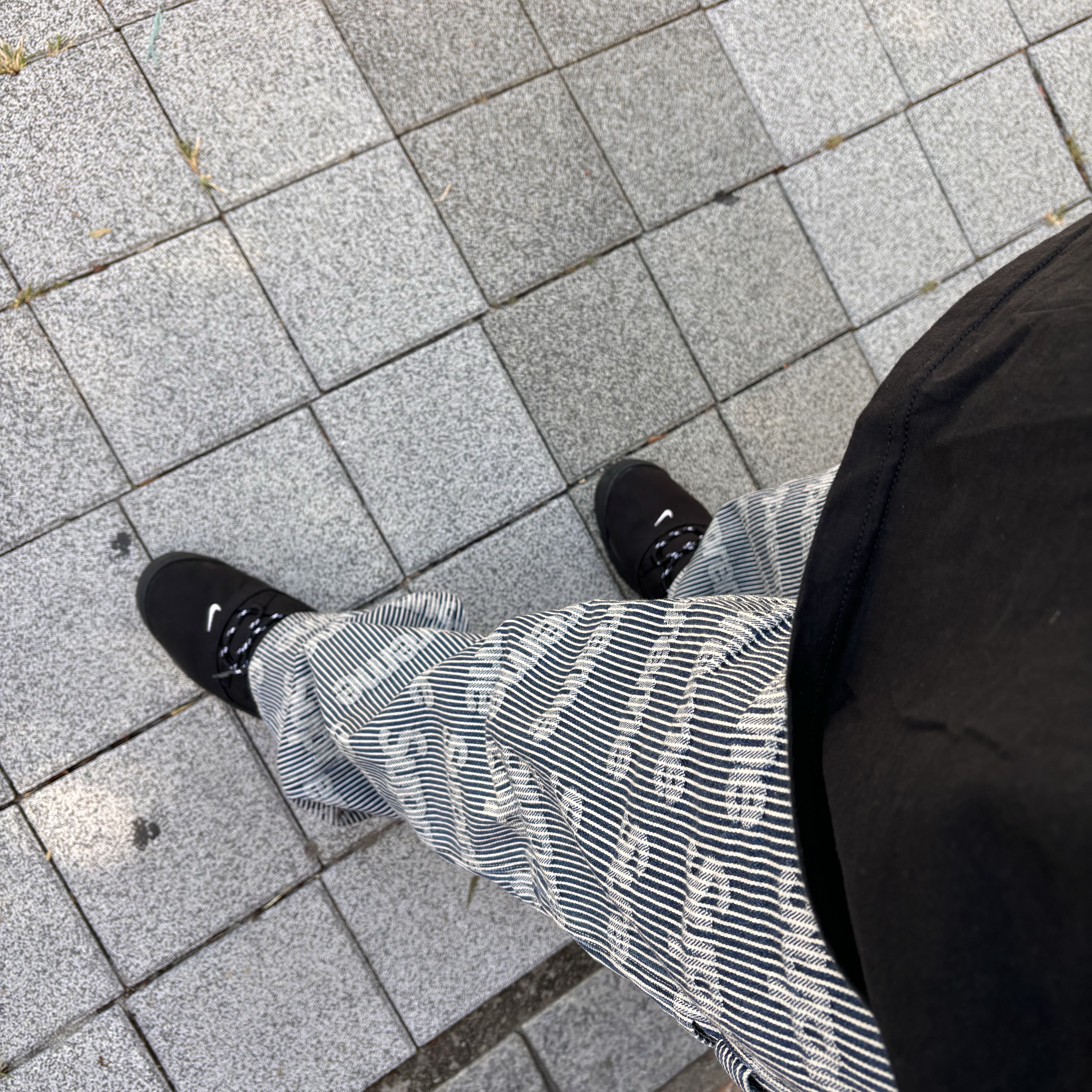 Supreme Denim Painter Pants Stripe - 24SS, Nike x Supreme SB Darwin Low Black 착용 스타일 - 1
